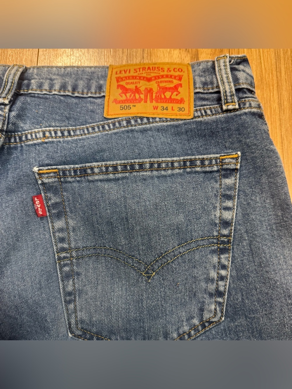 Red Tab Levi's 505 Blue Jeans Regular Fit Size 34x30 Denim Pants Western Work